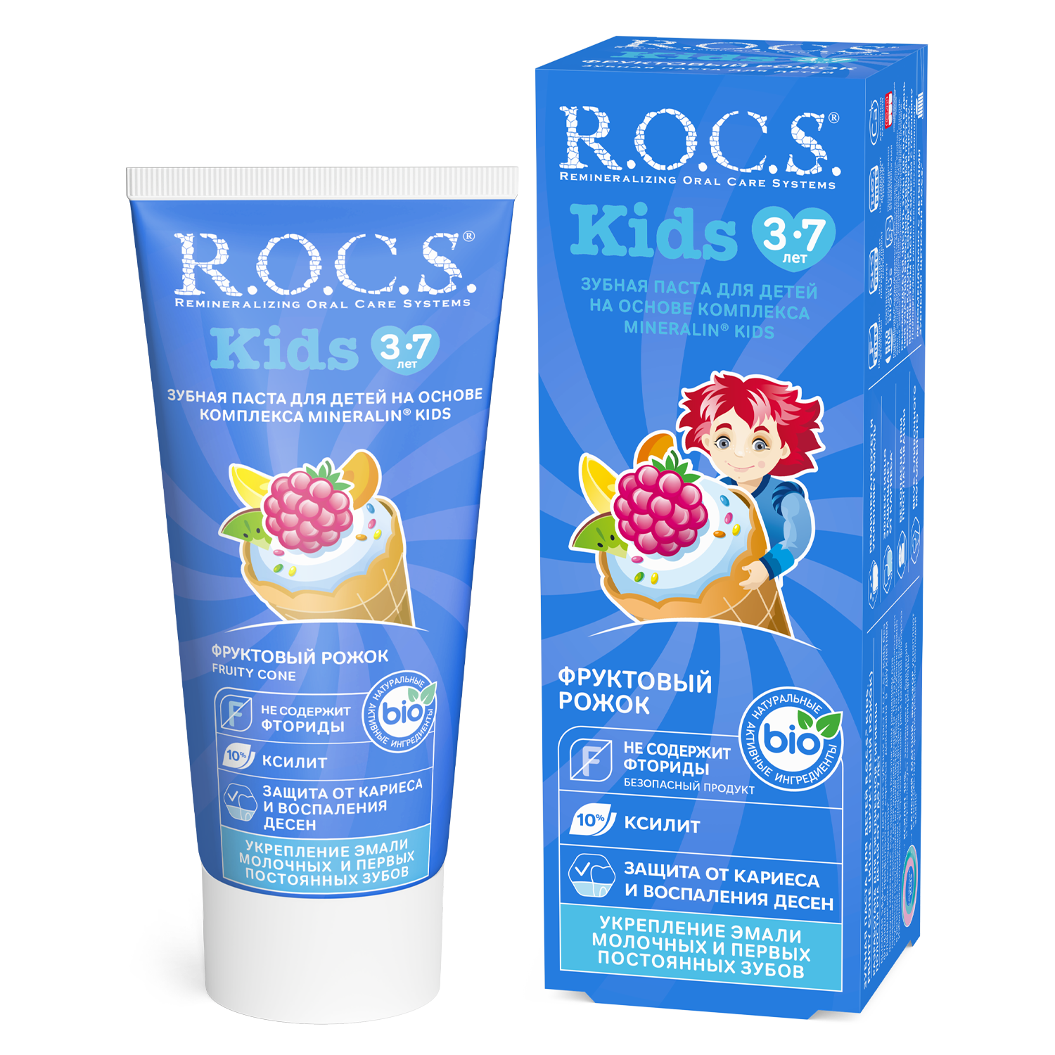 Зубная паста R.O.C.S. Kids Фруктовый рожок (без фтора), 45 гр