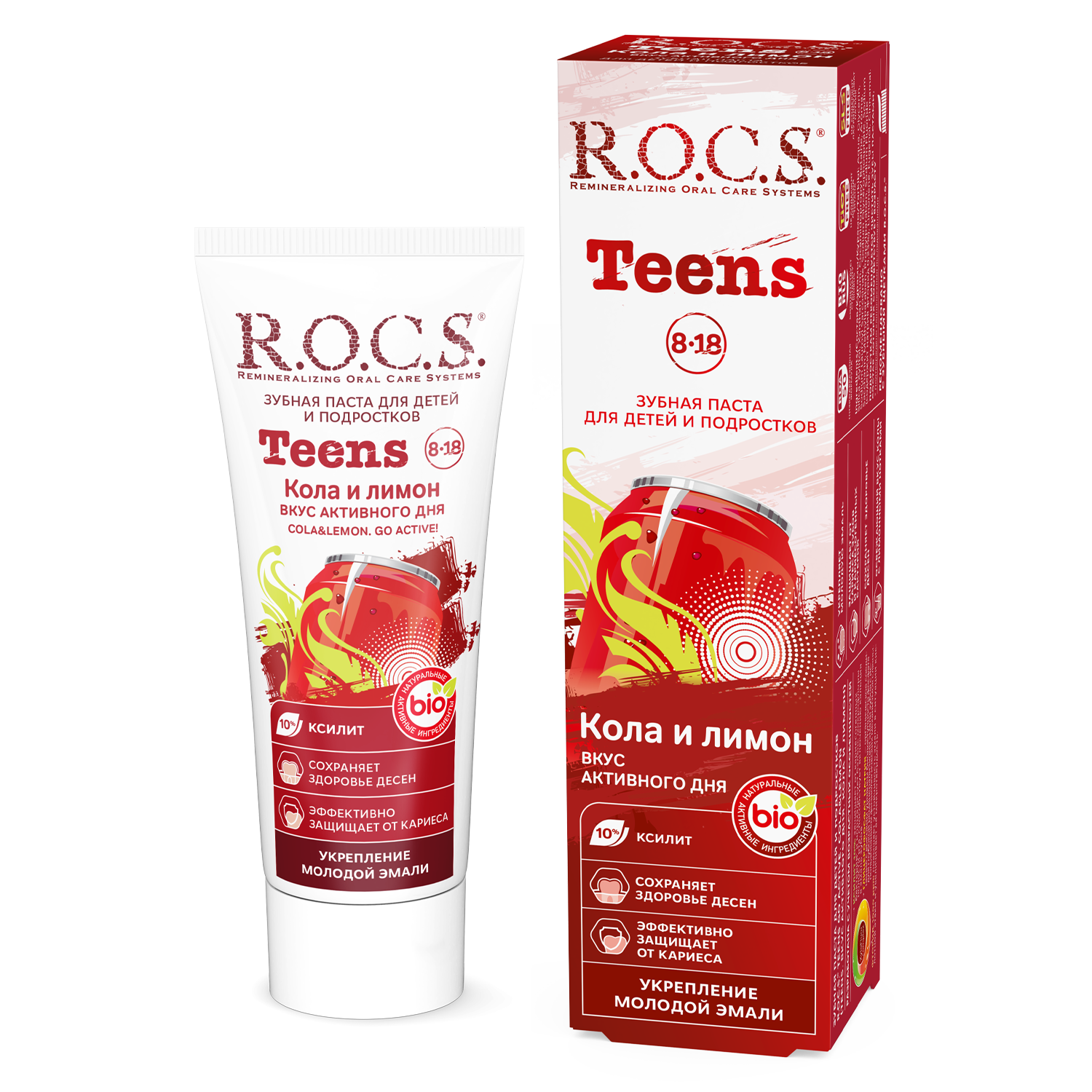 Зубная паста R.O.C.S. Teens Вкус активного дня. Кола и Лимон, 74 гр