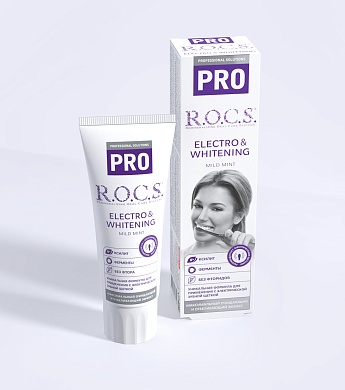 Зубная паста R.O.C.S. PRO Electro & Whitening Mild Mint, 74 гр