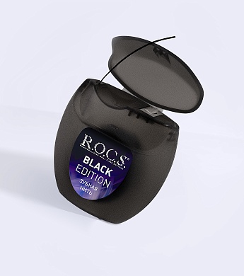Зубная нить R.O.C.S. BLACK EDITION расширяющаяся, 40 м