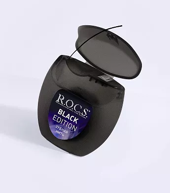 Зубная нить R.O.C.S. BLACK EDITION расширяющаяся, 40 м